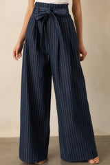 So In Sync Dark Wash Pinstripe Wide Leg Jeans