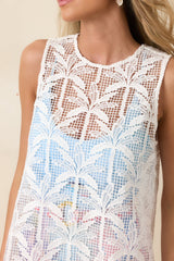 Paradisa Stella Maris Ivory Sheer Lace Cover Up Midi Dress