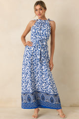 Effortless Days Blue Floral Sleeveless Maxi Dress