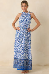 Effortless Days Blue Floral Sleeveless Maxi Dress