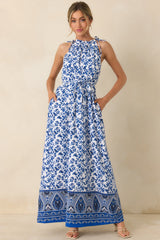 Effortless Days Blue Floral Sleeveless Maxi Dress