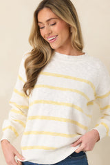 My Day Off Ivory & Yellow Cotton Stripe Sweater