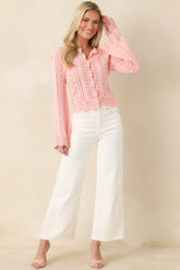 MINKPINK Sienna Soft Pink Cotton Pointelle Cardigan