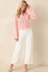 MINKPINK Sienna Soft Pink Cotton Pointelle Cardigan