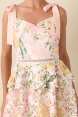 Remembering Spring Peach Lace Floral Midi Dress