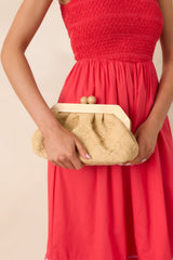 Held Close Natural Textured Woven Clutch