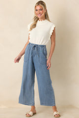 Sweetly Said White Textured Knit Scalloped Edge Sleeveless Cropped Sweater