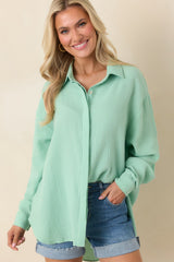 Paradisa Naples Seaglass Green Cotton Button-Up Top