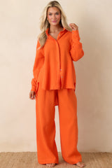 Paradisa Dunedin Orange Cotton Wide Leg Drawstring Pants