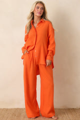 Paradisa Dunedin Orange Cotton Wide Leg Drawstring Pants