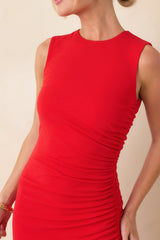 MINKPINK Rosa Red Drawstring Midi Dress