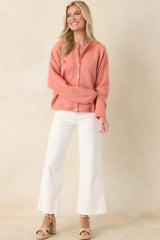Sweet Simplicity Orange Sherbert Knit Button Front Cardigan