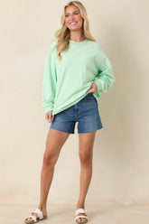 Radiant Vibes Mint Green Crewneck Sweatshirt