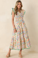Where the Sun Goes Ivory Multi Floral Paisley Cotton Maxi Dress
