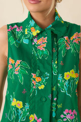 Prosperina Hope Green Multi Floral Cotton Sleeveless Top