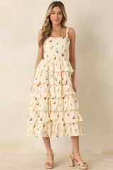 Tell Me Everything Ivory Multi Floral Print Cotton Midi Dress