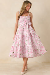 Prosperina Darcy Light Pink Floral Print Cotton Maxi Dress