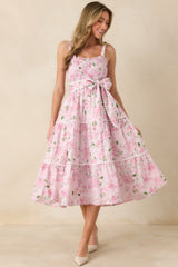 Prosperina Darcy Light Pink Floral Print Cotton Maxi Dress