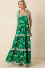 Prosperina Juliette Green Multi Floral Cotton Maxi Dress