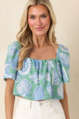 Paradisa Caladesi Oceana Blue Multi Flowy Crop Top