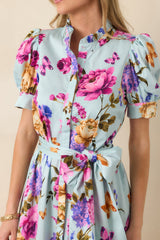 Prosperina Marguerite Blue Multi Floral Cotton Maxi Dress