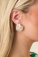 Petals All Around Pearlescent Floral Hoop Earrings