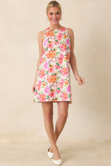 Prosperina Claire Pink Multi Floral Cotton Bow Back Dress
