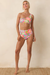 Paradisa Breezie Pink Multi Fish Print High Waisted Bikini Bottoms