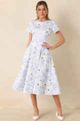 Prosperina Margot Blue & Pink Floral Cotton Reversible Midi Dress