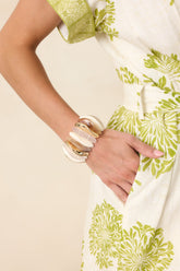 Gonna Let it Shine Neutral Multi Sculptural Oblong Bead Stretch Statement Bracelet