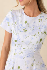 Prosperina Margot Blue & Pink Floral Cotton Reversible Midi Dress