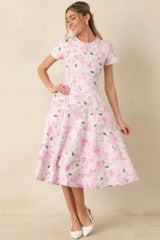 Prosperina Margot Blue & Pink Floral Cotton Reversible Midi Dress