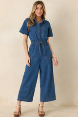 Z Supply Dark Wash Elsie Cotton Denim Jumpsuit