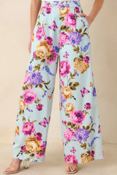 Prosperina Barrett Blue Multi Floral Cotton Wide Leg Pants