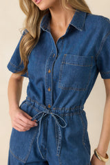 Z Supply Dark Wash Elsie Cotton Denim Jumpsuit