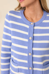 Prosperina Kennedy Sky Blue Stripe Cotton Cardigan