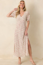Where We Belong Dusty Pink Floral Short Sleeve Maxi Dress