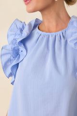 Dawn Of My Heart Light Blue Ruffled Top