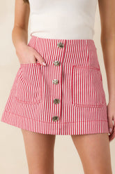 MINKPINK Freya Red Stripe Cotton Mini Skirt