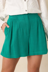 Everyday Moments Kelly Green Linen Blend High Waisted Shorts