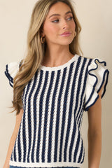Retro Love Navy & White Stripe Knit Top