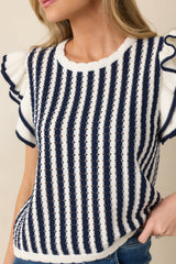 Retro Love Navy & White Stripe Knit Top