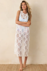 Paradisa Stella Maris Ivory Sheer Lace Cover Up Midi Dress