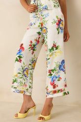 Gather & Go Ivory Multi Floral Wide Leg Pants