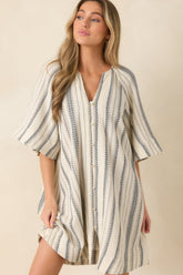 FRNCH Noronha Ivory & Black Stripe Cotton Mini Dress