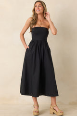 Z Supply Sunsought Black Strapless Midi Dress