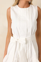 Prosperina Quinn White Pleated Cotton Mini Dress