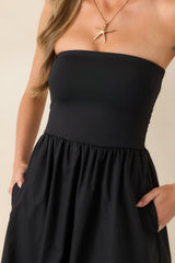 Z Supply Sunsought Black Strapless Midi Dress