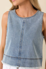FRNCH Aqualina Light Wash Cotton Denim Top