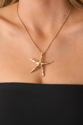 Shoreline Shine Gold Starfish Pendant Necklace